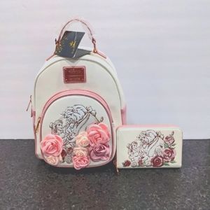 Loungefly beauty and the beast backpack and wallet